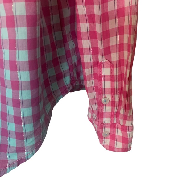 Anthropologie Pilcro Deb Shimmer Gingham Ombre Shirt Size Medium - Picture 8 of 12